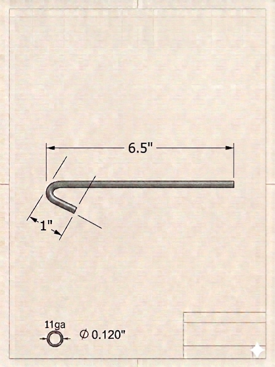 11ga x 6-1/2" Steel Galvanzed Tie Wires 100pk
