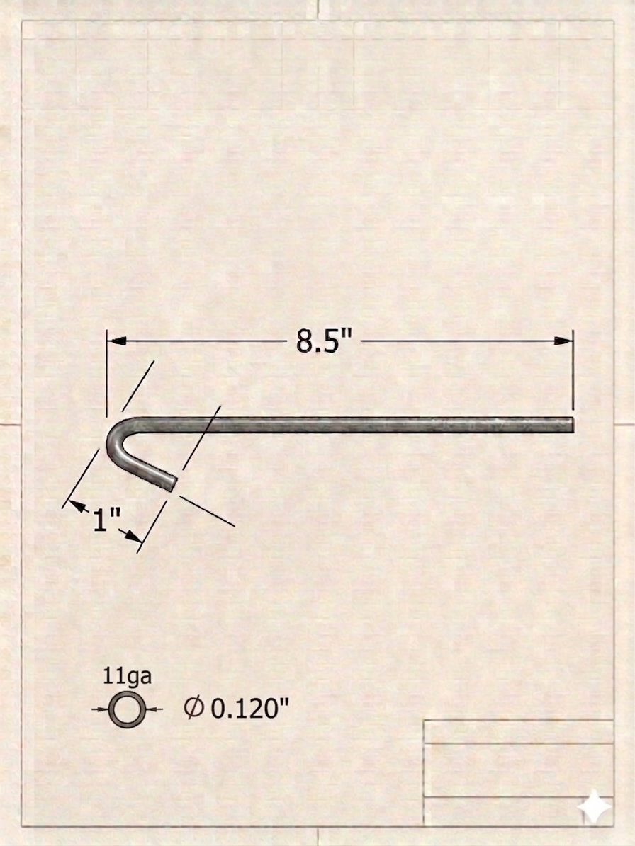 11ga x 8-1/2" Steel Galvanzed Tie Wires 100pk